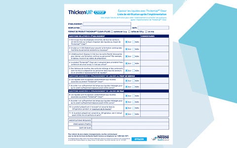 ThickenUpMD Clear Liste de vérification après l’implémentation (2022)